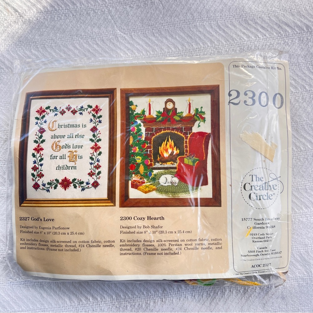 VTG Creative Circle 1985 “Cozy Hearth” Christmas Cross Stitch Needlepoint Kit
